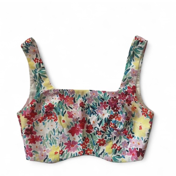 Yllw Floral Print Women's Crop Top - Picture 1 of 4